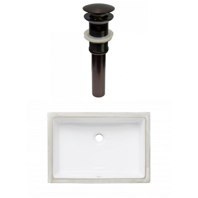 American Imaginations 20.75-in. W CUPC Rectangle Bathroom Undermount Sink Set In White - Oil Rubbed Bronze Hardware - Overflow Drain Incl. AI-31823