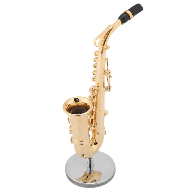 Modèle d'Instrument, Roseaux de Saxophone, Modèle de Saxophone, Ornements, Petit Support de Saxophone en Laiton, Réplique de Saxophone Alto Miniature, pour Bureau Table Salle de Musique Bibliothèque