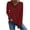 Wine, variant on Fesfesfes Women Flannel Shirt Fashion Casual Long Sleeve Lace Panel Button Solid V-Neck Top Blouse Under $10