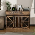 thumbnail image 4 of ModFurne 48' Dog Crate Furniture with Removable Divider & Storage Drawers, Wooden Double Dog Cage TV Stand with 2 Sliding Barn Doors, 4 of 5
