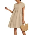 thumbnail image 5 of Up To 50% Off Dresses for Women 2024 Summer Cotton Linen Solid Gauze Dress Loose Casual Beach Vacation Flowy Midi Dress with Pockets, 5 of 8