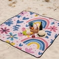thumbnail image 4 of Hand Drawn Flower Rainbow Heart Picnic Blankets Extra Large 78"x78" Beach Blanket Waterproof Sandproof Outdoor Mat for Camping Travel Park, 4 of 6