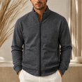 thumbnail image 5 of yillto Men Jackets Collared Zip up Lightweight Casual Sweatshirt Coat Loose Fitting Big and Tall Jacket, 5 of 7