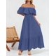 thumbnail image 2 of Vestido ZESICA a media pierna con volantes y hombros descubiertos para verano 2025, 2 of 6