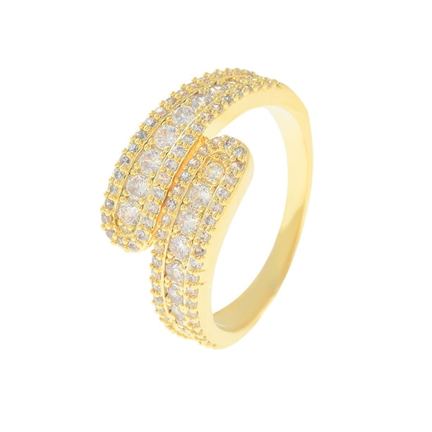 Jumpingount Anillo de apertura para mujer, decoración geométrica de circón, anillos de moda, decoraciones, joyería chapada para mujer, joyería para Ropa, zapatos y accesorios Miscelánea Jumpingount AP014809-00