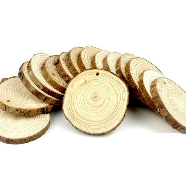 Dvkptbk Predrilled Wood 15 8-9cm Non Fini Tranches de Bois Predrilled Rond Disques de Bûches avec Déco Maison