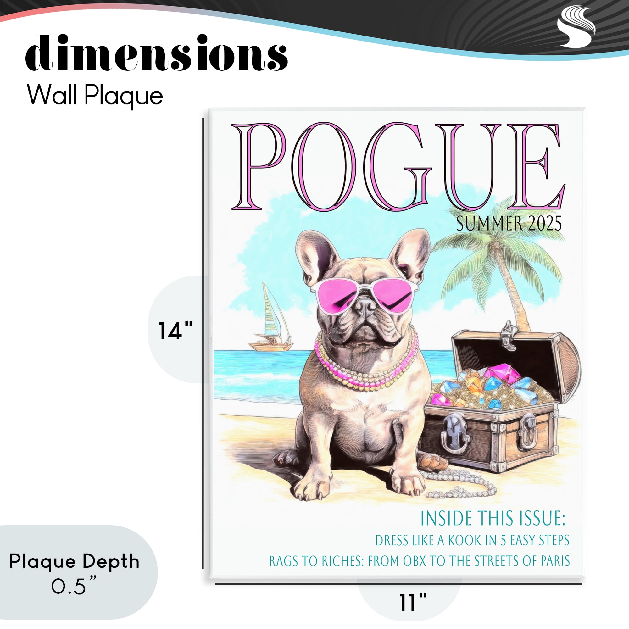 Stupell Industries Pogue Summer Dog Fashion Wall Plaque Art, design by Grotto Studios