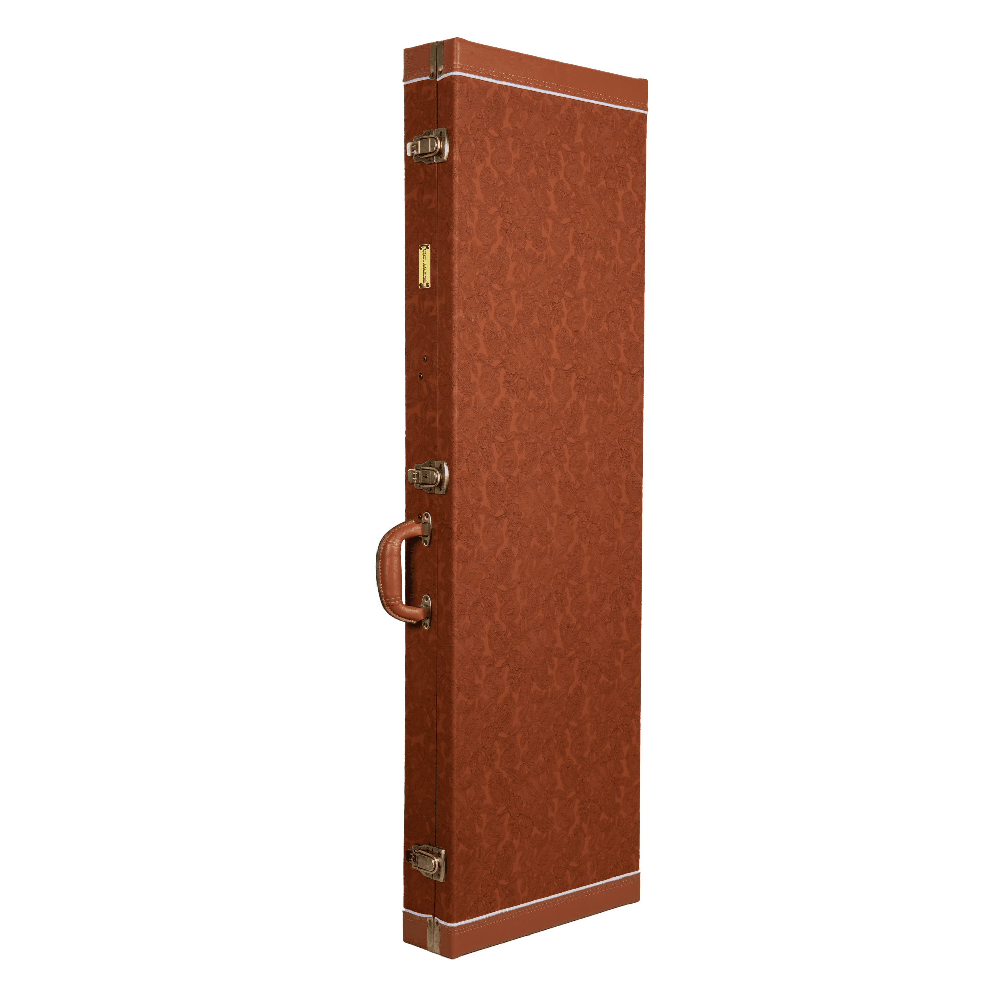 Crossrock Relief Series - Premium Wooden Case for Electric Bass Guitars, featuring a Highly Textured Surface and Mink Imitation Fleece Interior - Red Wood