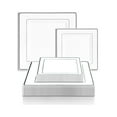 thumbnail image 4 of Fun Express White with Silver Square Edge Rim Plastic Dinnerware Value Set (120 Dinner Plates + 120 Salad Plates), 4 of 7