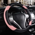 thumbnail image 1 of HSHDLDF Leather Car Steering Wheel Cover Non-Slip Car Wheel Cover Protector Breathable Microfiber Leather Universal Fit for Most Cars(Pink), 1 of 6