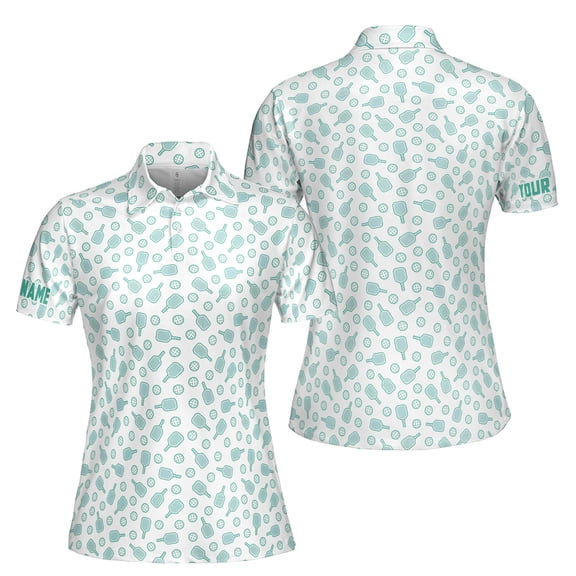 Customized Your Name Funny Pickleball Paddle Pattern Women's Polo Shirt S-5XL