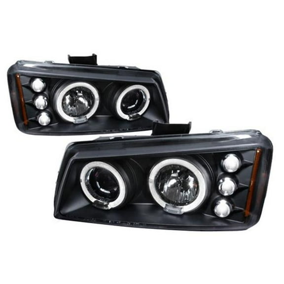 Spec-D Tuning Halo LED Projector Headlights for 03 to 06 Chevrolet Silverado- Black - 21in. L x 18in. W x 10in. H