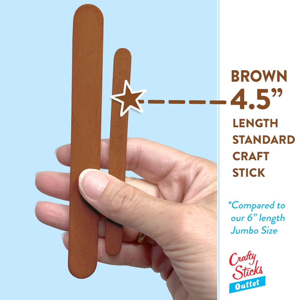 CraftySticks- 100 Pack 4.5 Inch Brown Popsicle Sticks for Crafts, Colored Wooden Craft Sticks for Kids Crafts, STEM Basics and DIY
