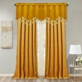 thumbnail image 2 of StangH Luxury Tassel Velvet Curtain Valances - Warm Gold Rod Pocket Scalloped Tier Curtains Room Darkening Thermal Insulated Window Drapes for Cafe / Holiday Decor, W52 x L18, 2 Panels, 2 of 8