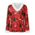 thumbnail image 4 of zaveiop Women's Christmas Graphic Print Sweatshirt - Faux Fur Trim V-Neck Long Sleeve Holiday Pullover Sweater (Brick Red, M), 4 of 8
