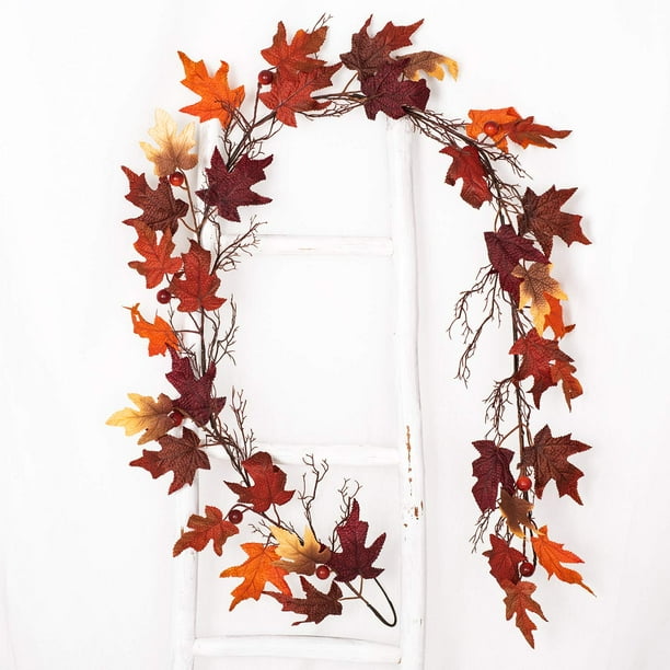 Coolmade 1 Pack Fall Maple Leaf Garland 6Ft Artificial Foliage