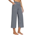 thumbnail image 5 of Lzobxe Capri Pants for Women Stretch Control Wide Leg High Waisted with Pockets,Size S-3XL, 5 of 5