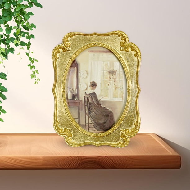 jifeng Oval Photo Frame Vintage Golden Color Old Fashioned for