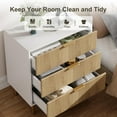 thumbnail image 4 of CABIHOME Commode Naturelle, Commode Moderne à 3 Tiroirs avec Poignée Dorée et Grand Tiroir, Double Commode en Bois pour Chambre, Salon, Bureau, 4 of 6