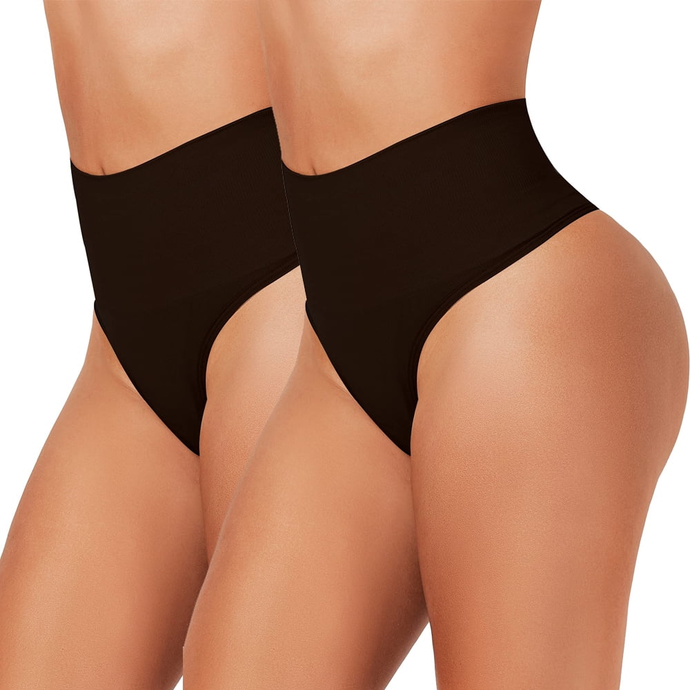  Tummy Control Shapewear Thong For Women High Waisted  Slimming Underwear Seamless Body Shaper Panties Girdle (C# Black