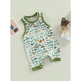 thumbnail image 3 of Franhais Newborn Sleeveless Patchwork Edge Romper, Marine Animals Printed Round Neck Snap Crotch Loose Fit Bodysuit, 3 of 8