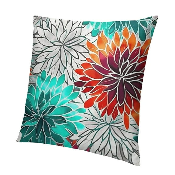 Throw Pillow Cover Blue Aqua Orange Gray and Floral Anchors Decorative Pillow Case Home Decor Square Pillowcase