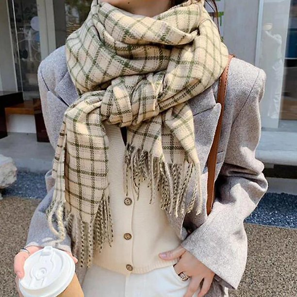 Bufanda de Cachemira Clásico Gris A Cuadros Estrecho Corto Bufandas Pequeñas Moda Mantón Cálido Pashmina Luxur