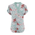 thumbnail image 6 of JTZGDY Linen Shirts for Women Cute Summer Short Sleeve Half Button V Neck Graphic T-Shirts Trendy Oversized Casual Tie Dye/Floral Printed Beach Vacation Tunic Tees Blouse C-Light Blue#02 M, 6 of 7