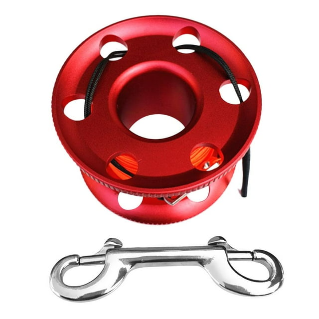 Carrete de de buceo compacto - Línea de alta visibilidad de 50 m / 164 pies - Clip de perno de doble extremo - rojo Zulema Buceo