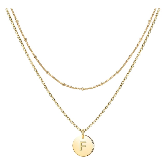 Corazón de la moda de las mujeres Letra Collar Cadena 26 Circular Doble Capa Cuello