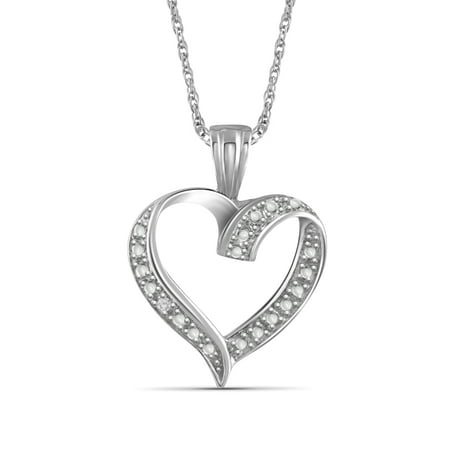 Diamond Open Heart Pendant - White Diamond Accent Sterling Silver Open Heart Pendant