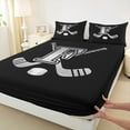thumbnail image 3 of Homewish Personalized Initial F Bed Sheets 4pcs for Kids Boys Girls, Ice Hockey Sport King Sheets, Black and Gray Sheet Set, Luxury Bedroom Decor, 3 of 7