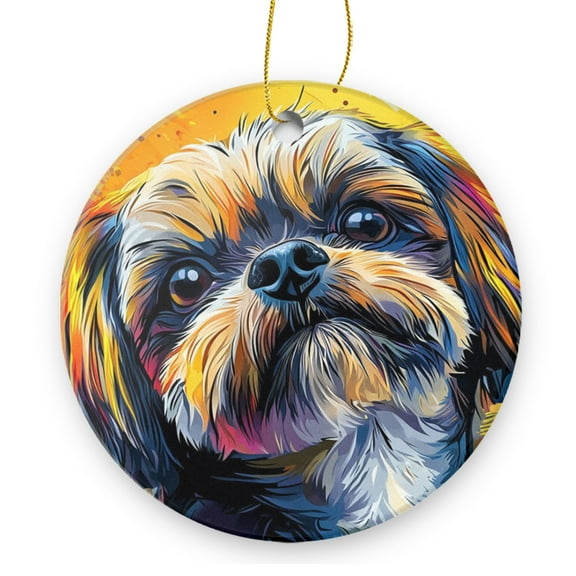 Shih Tzu Dog - Christmas Ornament Xmas Keepsake Ceramic Ornaments Holiday Decorations for Tree Christmas Gift Ideas 2.95in