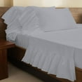 thumbnail image 2 of 4 Piece Corner Ruffle Sheet Set, 6" Inch Corner Ruffle On Flat Sheet And Pillowcases, 21 Inch Deep Pocket, 100% Egyptian Cotton, 800 TC, Queen Size, Solid Silver, 2 of 6