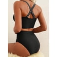 thumbnail image 2 of Women's Textured Bikini Sets Twist Front Top Swimsuits High Waisted Bathing Suits, 2 of 5