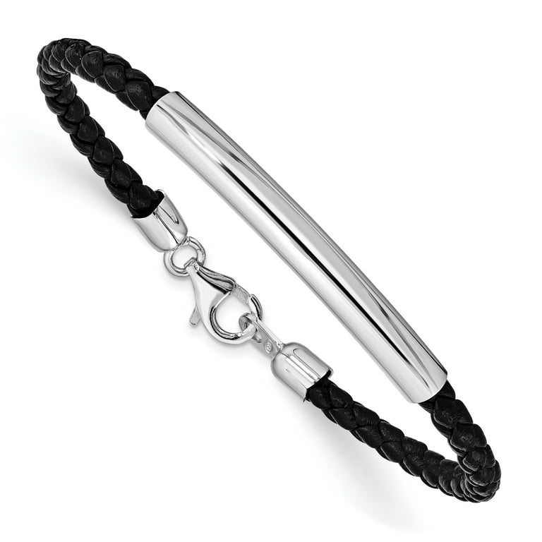 Braided Leather Bracelet with Byzantine Sterling Silver Clasp