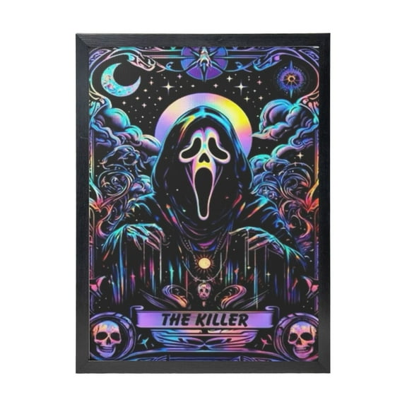 Ghostface Black Framed Canvas Wall Art Fashion Decor, 12x16in Wall Decor For Living Room, Bedroom, Office Gift