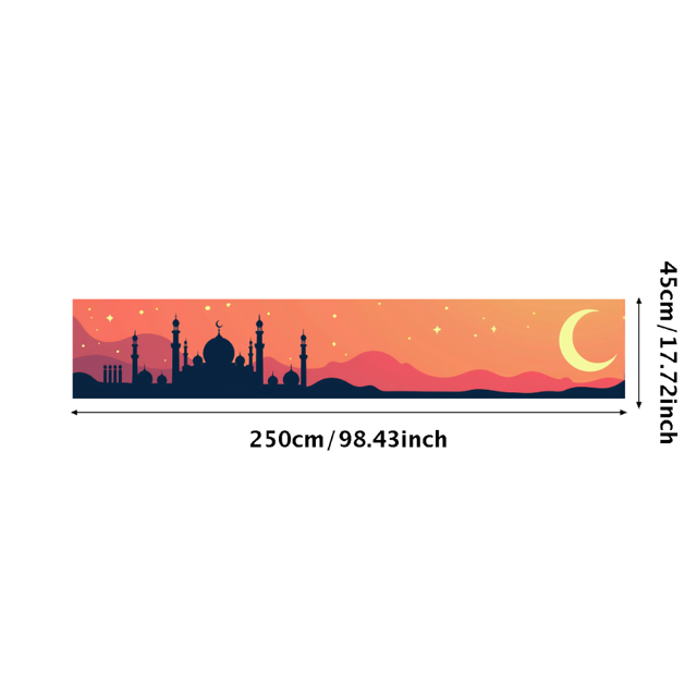 Mosque Silhouette under Crescent Moon Ramadan Decor Backdrop Abstract Party Supplies Celebration Eid Background Banner Wedding Stage
