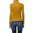 thumbnail image 3 of J. METHOD Women's Light Weight Basic Long Sleeve Turtleneck Knit Ribbed Shirt Sweater Mock Neck Top NEWT88 Mustard 2XL, 3 of 6