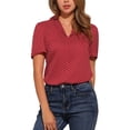 thumbnail image 1 of INSPIRAR CHIC Blusas de V Cuello para Mujeres Elegante Casual Estampado de Cereza con Solapa Notch Verano Manga Corta XS Rojo, 1 of 6