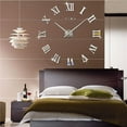 thumbnail image 2 of 3D Acrylic Digital Wall Clock: 40cm Round, Roman Numerals, Mirror, Quartz, Self-Stick, 2 of 9