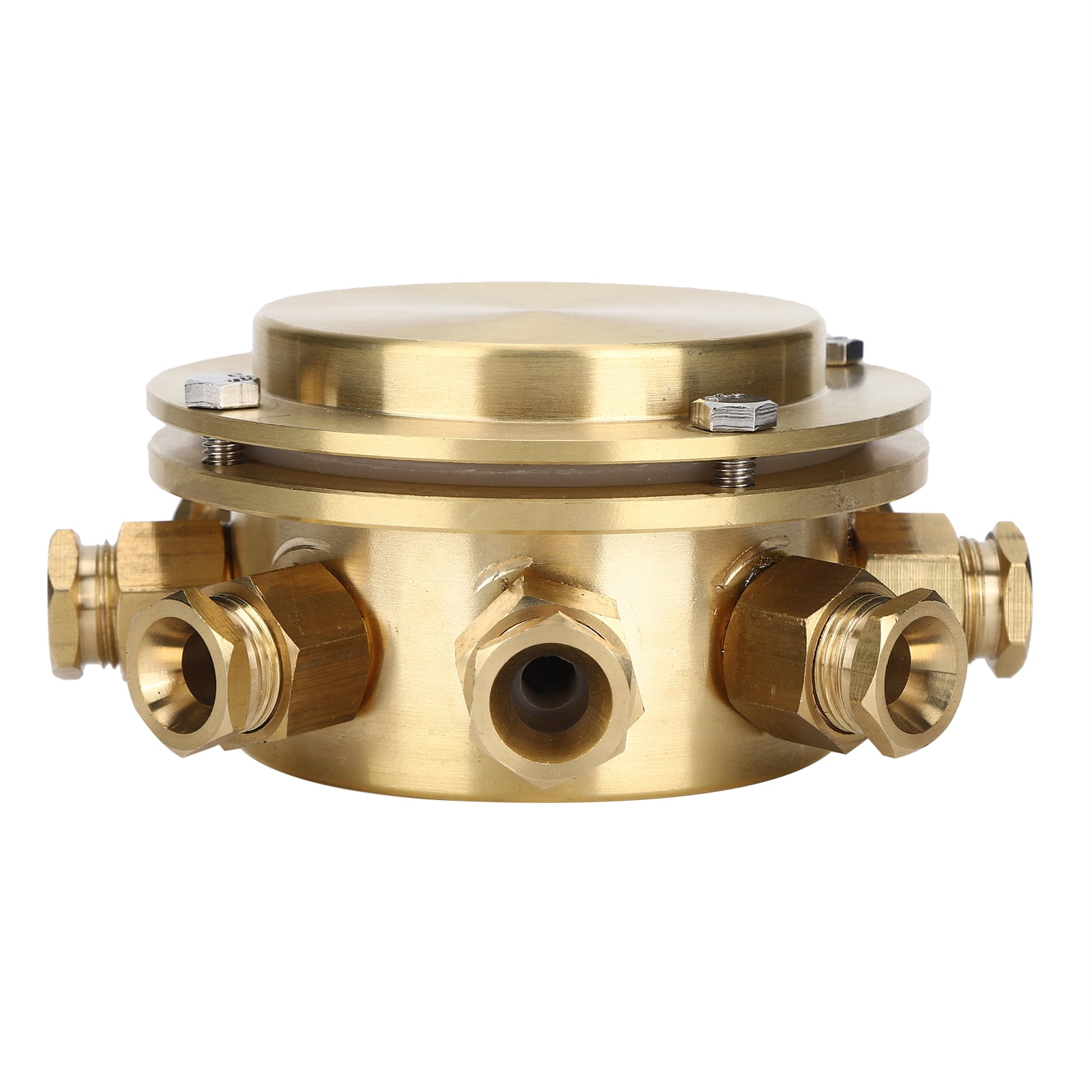 Yajisi 8-Hole Waterproof Underwater Junction Box for Outdoor Equipment Light, Alloy Copper Material 5.5 inches / 14 cm Diameter, Heavy Duty Electrical Box for Garden Fountain and Tunnel