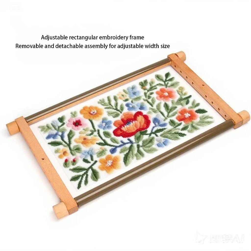 Retangular Wood Stitching Frame Adjustable Wooden Embroidery Hoop for Beginner