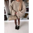 thumbnail image 5 of Cable Knit Oversized Sweaters Womens Cozy Pullover Sweater Fall Winter Clothes Camel Color S, 5 of 6