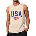 thumbnail image 2 of Men's Retro USA Flag Tank Top with Sleeveless Cut and Loose Fit Design Featuring Vintage Style for Summer Vacations Beach Trips Beige L, 2 of 4