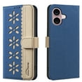 thumbnail image 2 of Compatible with iPhone 17 Wallet Case, Hollow-out Patterned PU Leather Flip Kickstand Folio Case with Card Holders RFID Blocking [Shockproof TPU Inner Shell] Phone Cover,Darkblue, 2 of 12