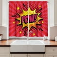 thumbnail image 2 of Ambesonne Pop Art Kitchen Curtains, Retro Pow Sign Comic Book, 55"x36", Dark Pink Earth Yellow, 2 of 3