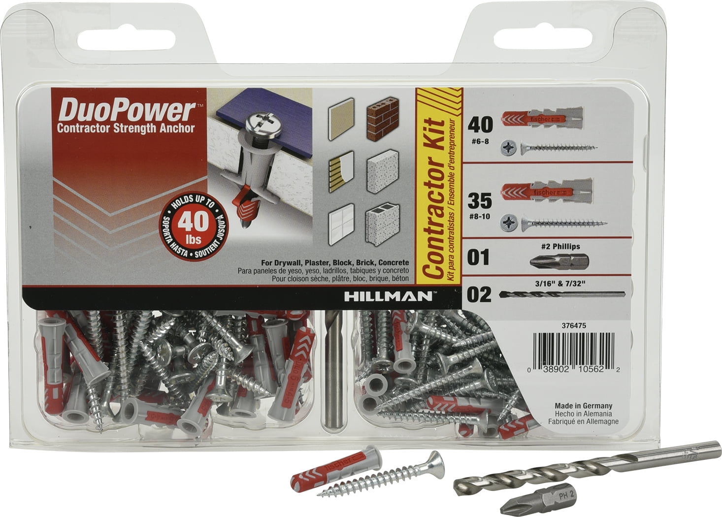 Hillman 376475 Duopower Contractor-Strength Anchor Kit, Nylon (#6