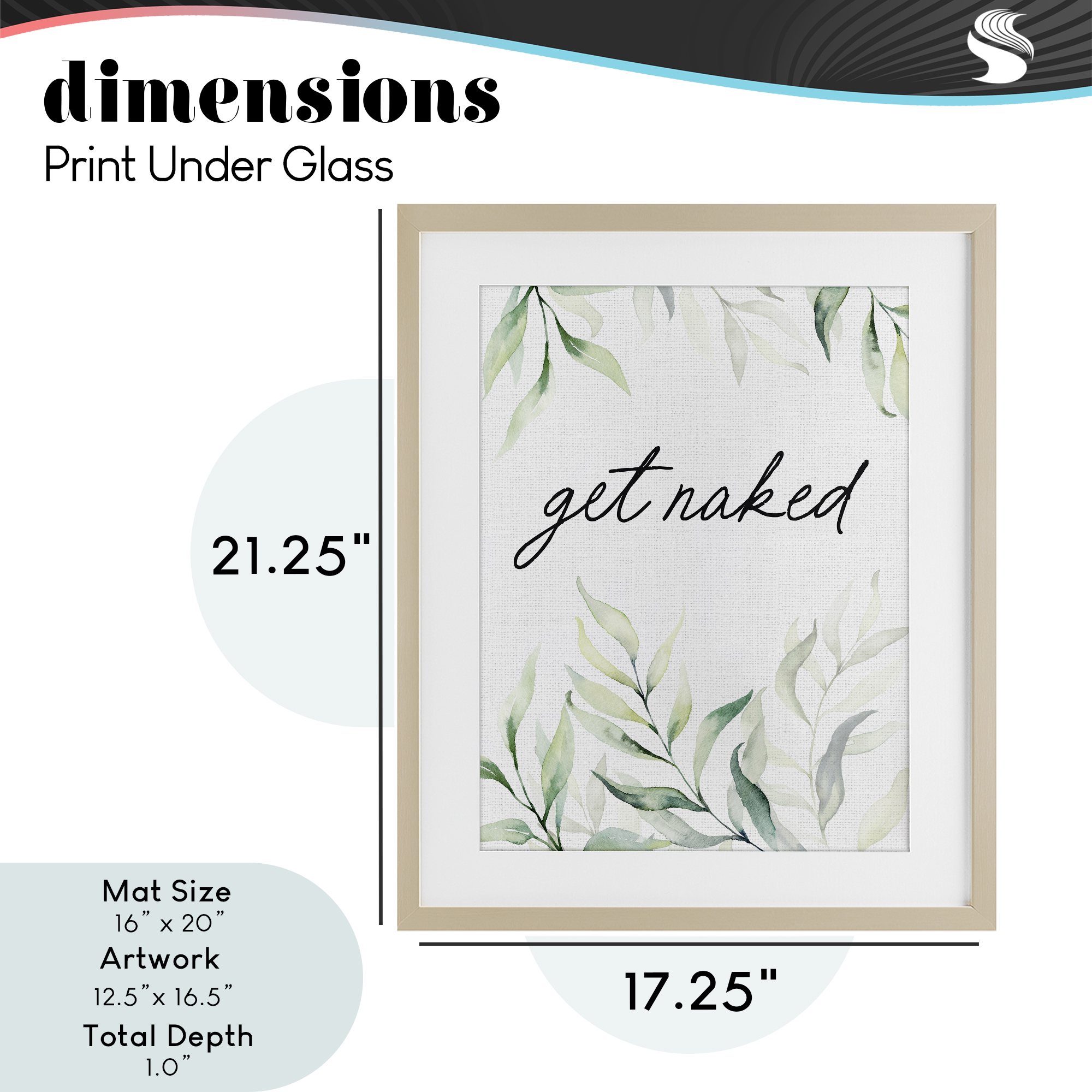 Get Naked Bathroom Herbs Birch Framed Print Under Glass, design by Lettered and Lined