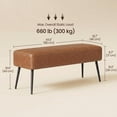 thumbnail image 2 of Nordic Hygge Mid-Century Modern Entryway Bench, Caramel Brown, 2 of 7